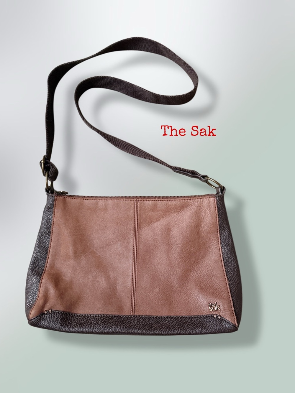 THE SAK Two-Tone Brown Leather Crossbody Bag
